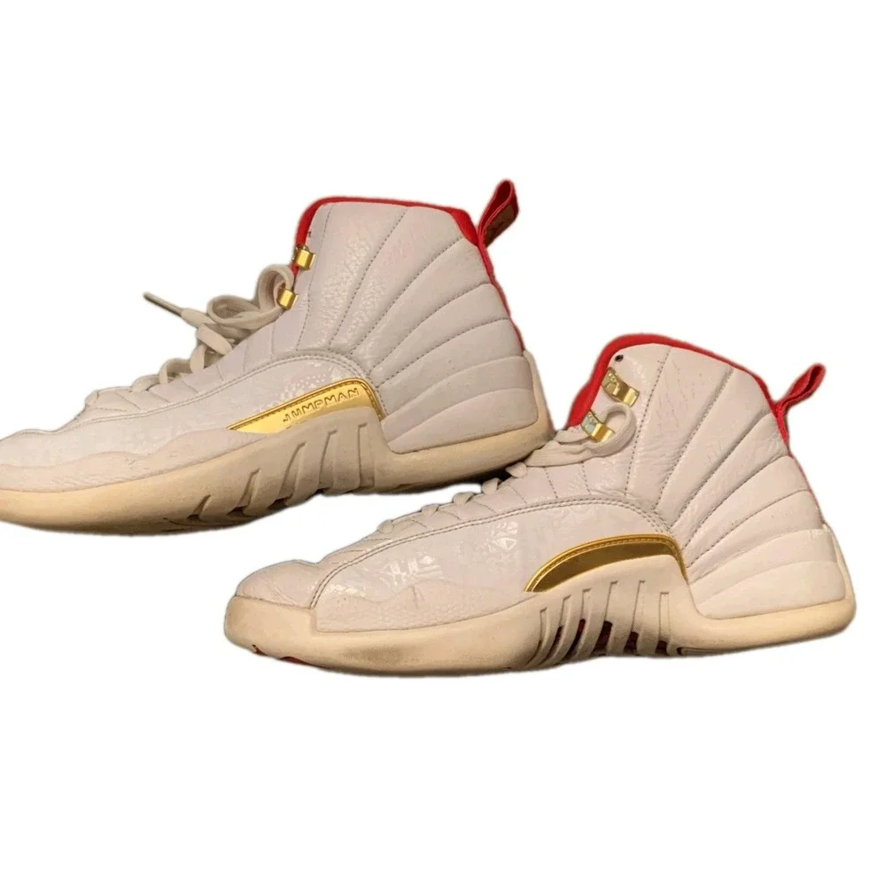 Air Jordan 12‎ FIBA Size 9 Mens Nike Retro White Red Gold 130690-107